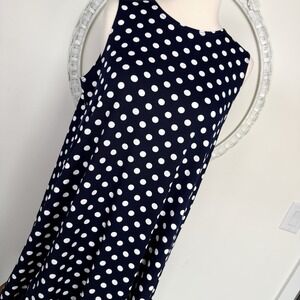Annalee + Hope Navy Blue Sleeveless Mini Dress Tunic Top Polka Dot Stretch M